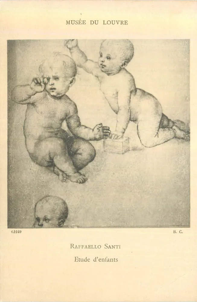 Estudo de crianças — desenho de Raffaello Santi — Museu do Louvre, B.C. n° 62249 - Frente