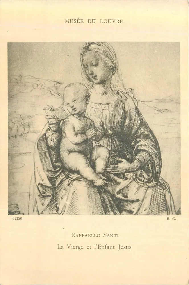 La Vierge et l'Enfant Jésus — œuvre de Raffaello Santi — Musée du Louvre — B.G. n°62250 - Recto