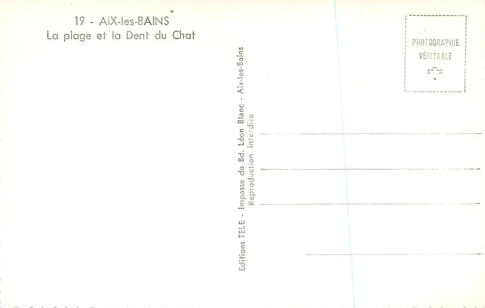 Aix-les-Bains — A praia e a Dent du Chat — Éditions TELE - Verso