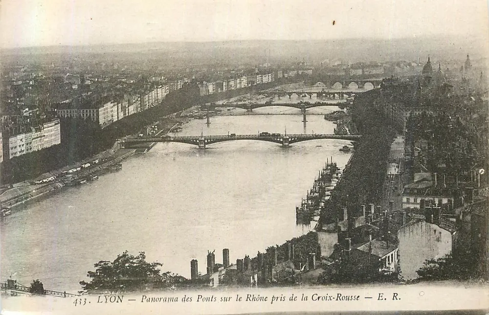 LYON — Panorama der Brücken über den Rhône von der Croix-Rousse — E. R. n°433 - Vorderseite