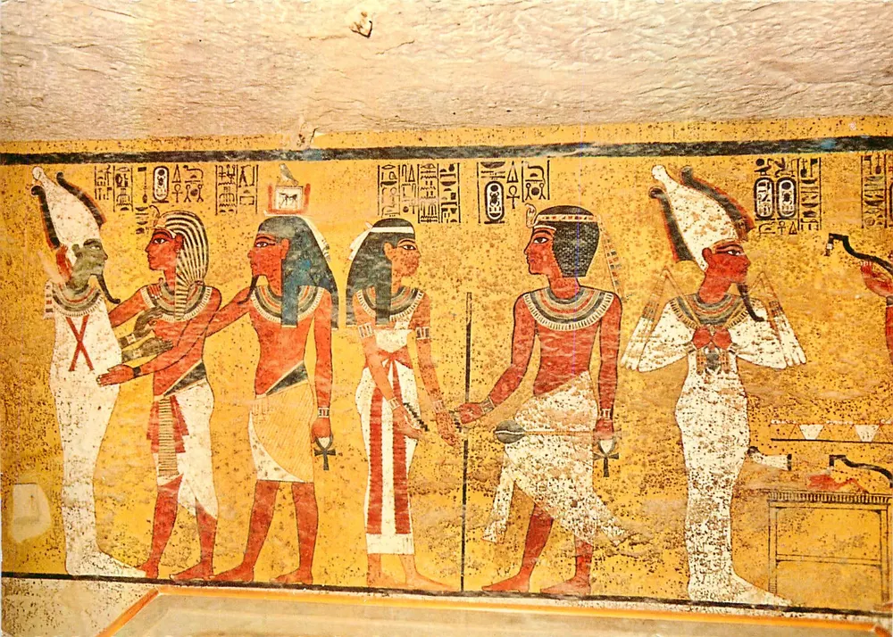 Peintures dans le tombeau de Tutankhamon — Vallée des Rois — Thèbes — Éditeur AL AHRAM, série TH 67 - Recto