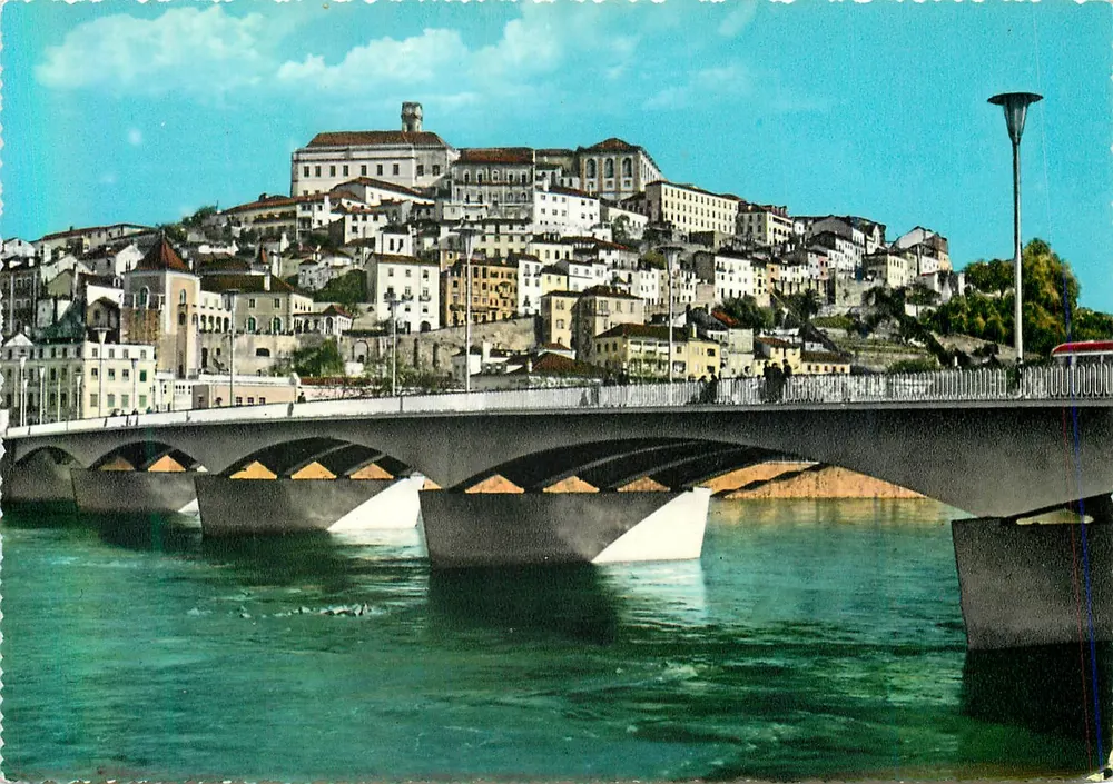 Teilansicht und Brücke über den Fluss Mondego — Coimbra — Provincia Turística, Serie 6C/Pr. - Vorderseite