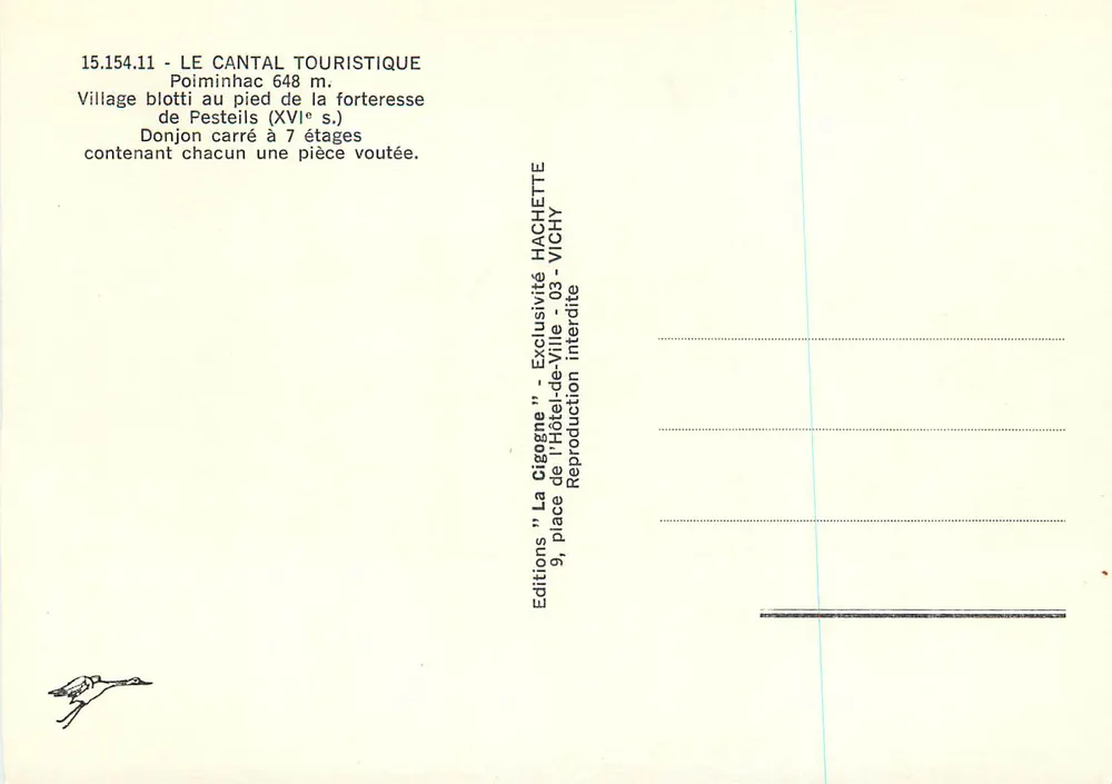 Poiminhac — Village au pied de la forteresse de Pesteils — Éditions "La Cigogne" HACHETTE - Verso