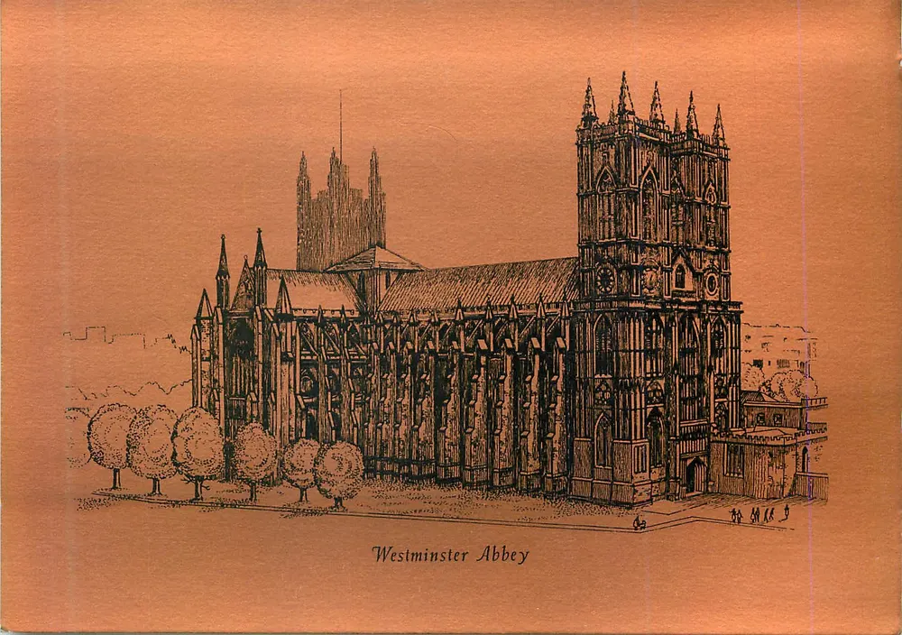 Westminster Abbey — gravura em cobre — Principality Covers U.K. - Frente