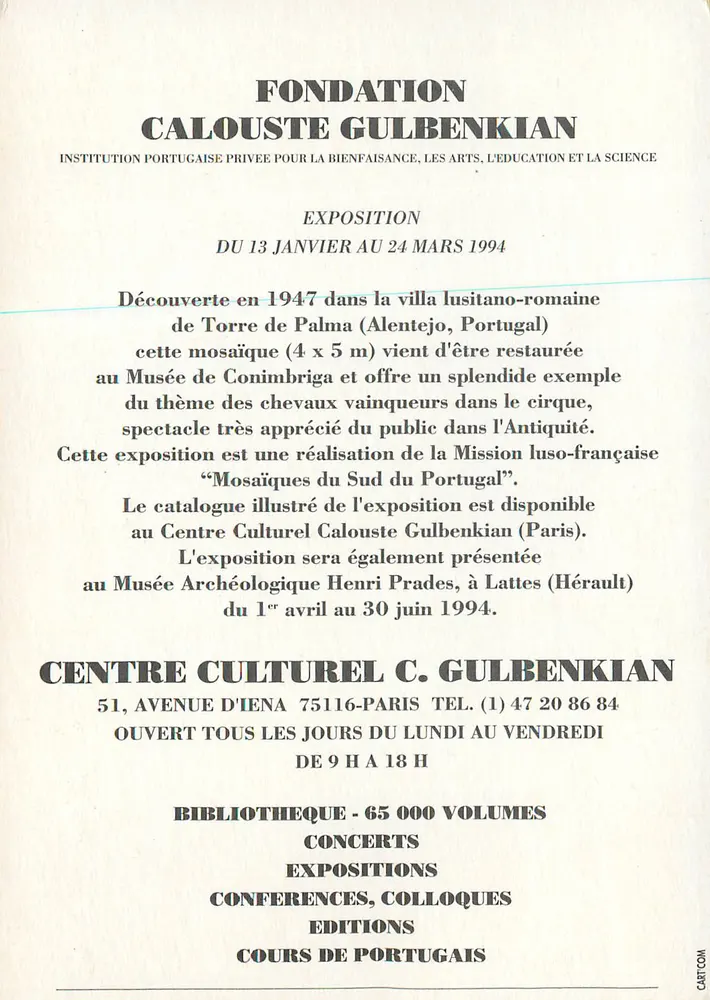 Siegerpferde — eine Mosaik von Torre de Palma (Portugal) — Fondation Calouste Gulbenkian - Rückseite
