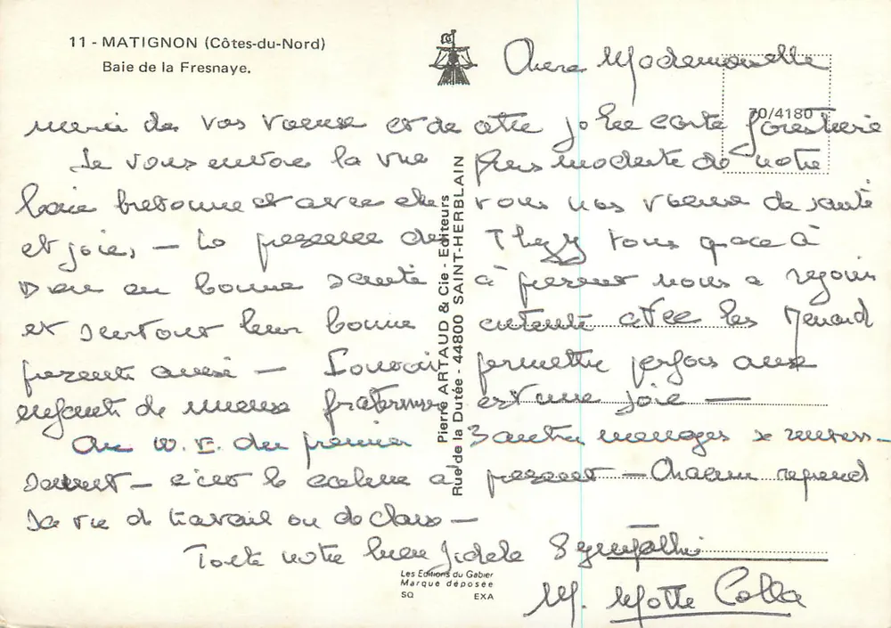 Baie de la Fresnaye — Matignon (Côtes-du-Nord) — Pierre Artaud & Cie, Saint-Herblain - Verso