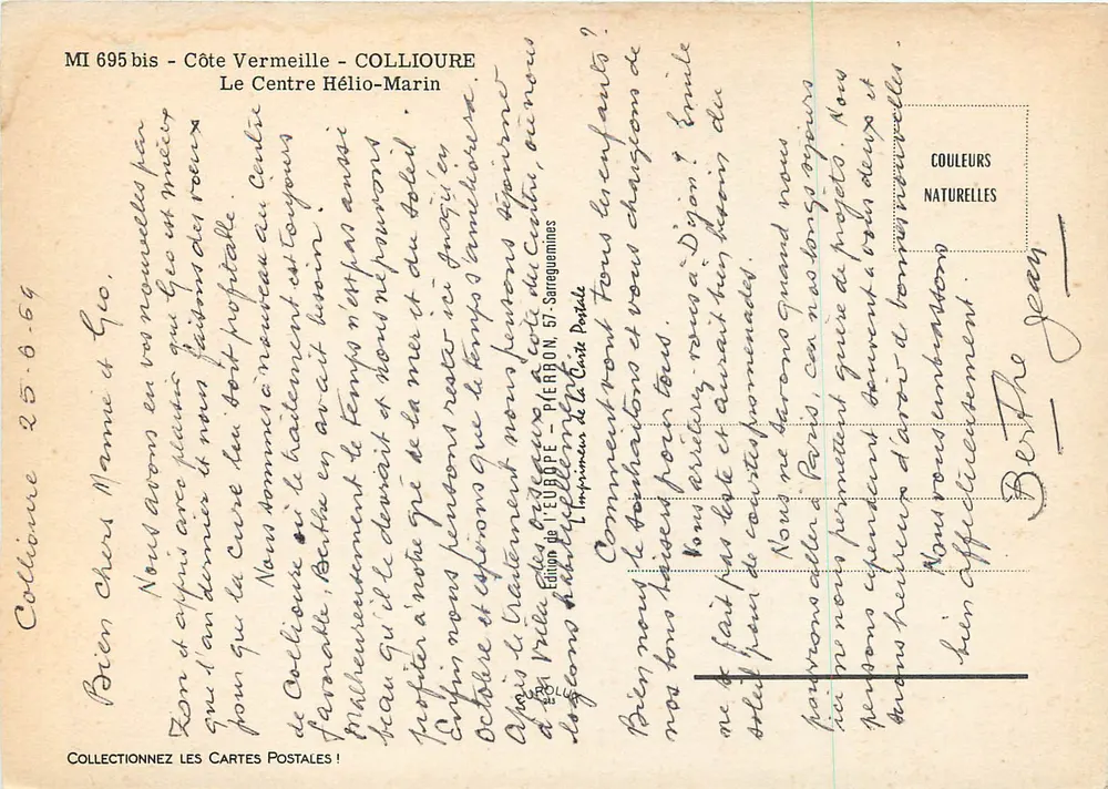 Collioire — Costa Vermelha — O Centro Héliomarin — Édition de l'Europe, 57, Sarreguemines - Verso