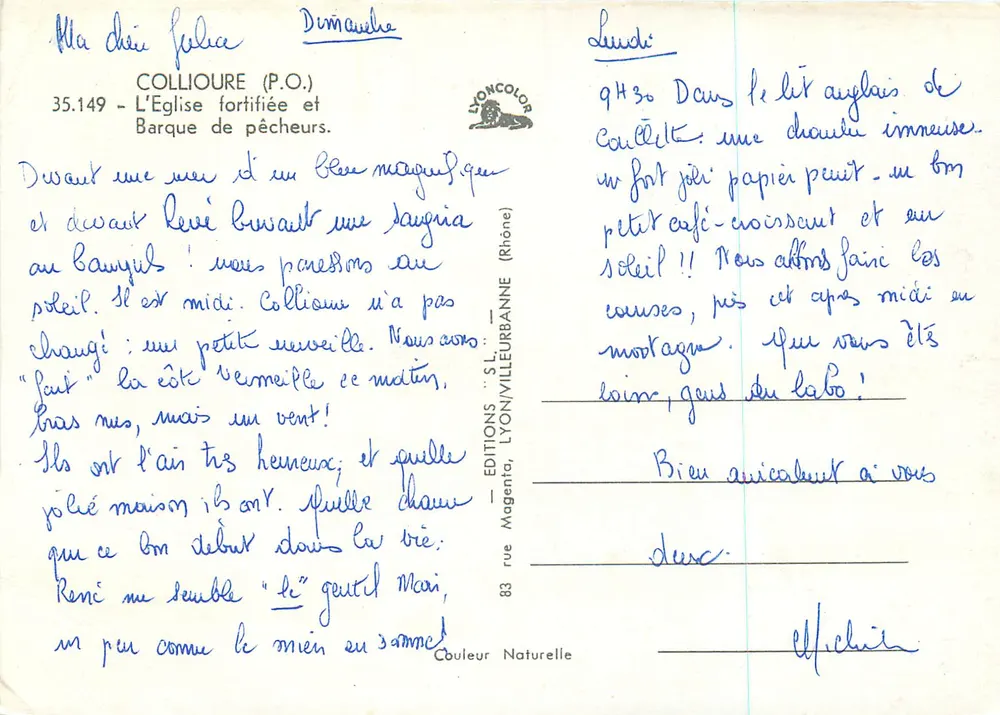 Collioire (P.O.) — Die befestigte Kirche und Fischerboote — Editions Lyonvilleurbane - Rückseite