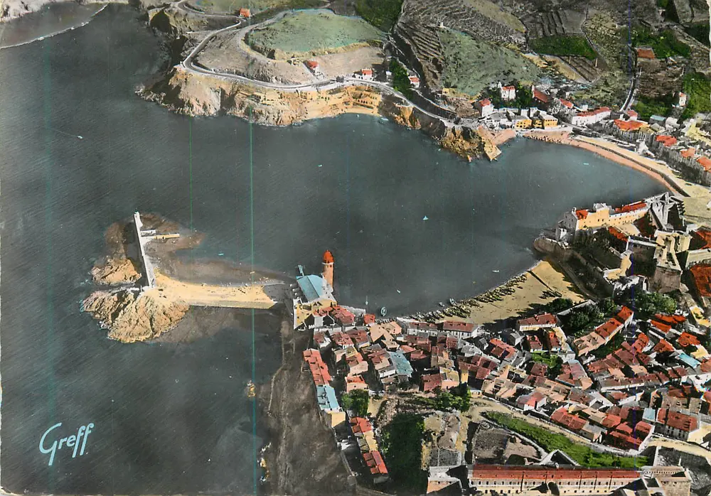 Collioure — Luftbild des Hafens und Strände — Greff - Vorderseite