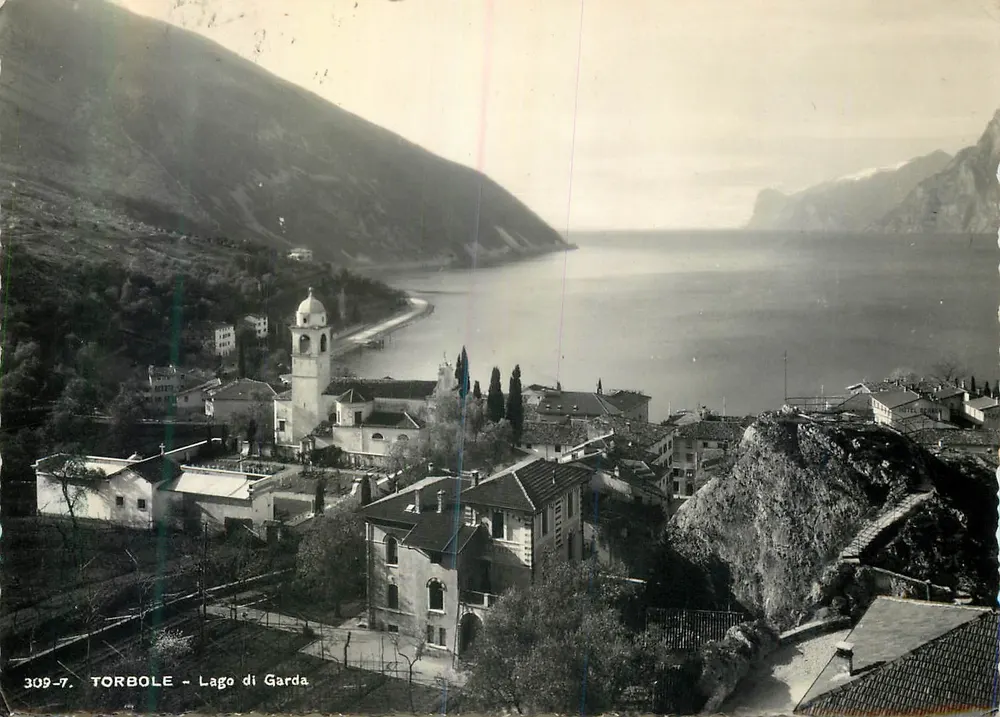 Torbole - Lago di Garda — vista panorâmica com igreja — Brunner & C. Como n°309-7 - Frente