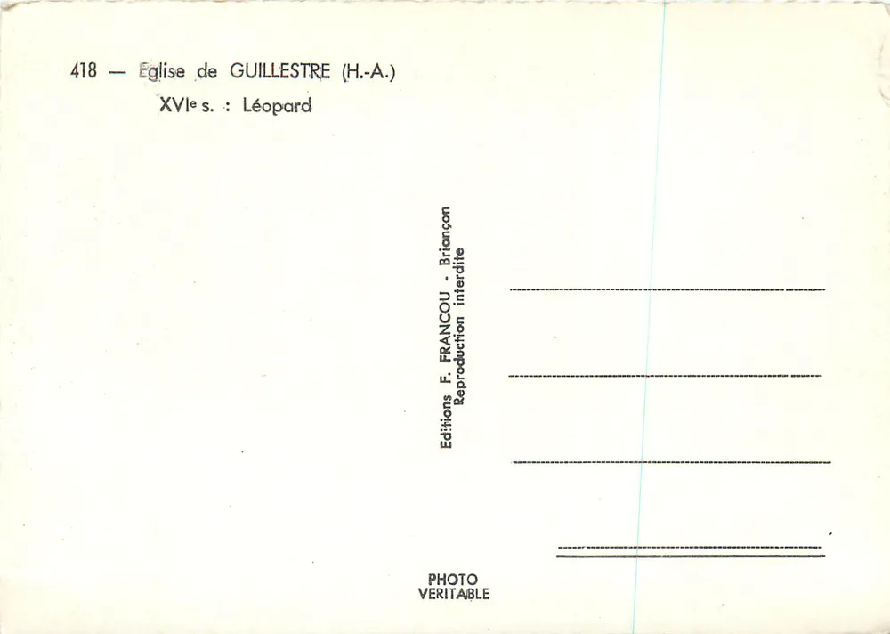 Igreja de Guillestre (H.-A.) — Leão — Edições F. Francou - Verso