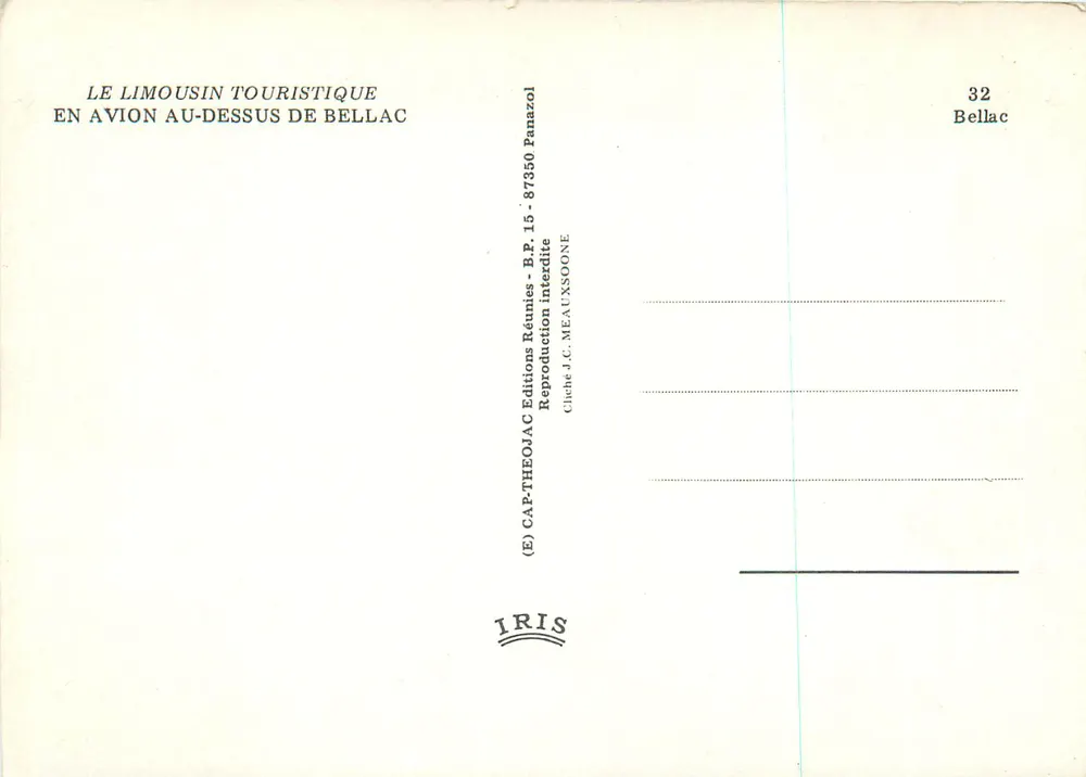Bellac — Luftbild — Éditions Réunies - Rückseite