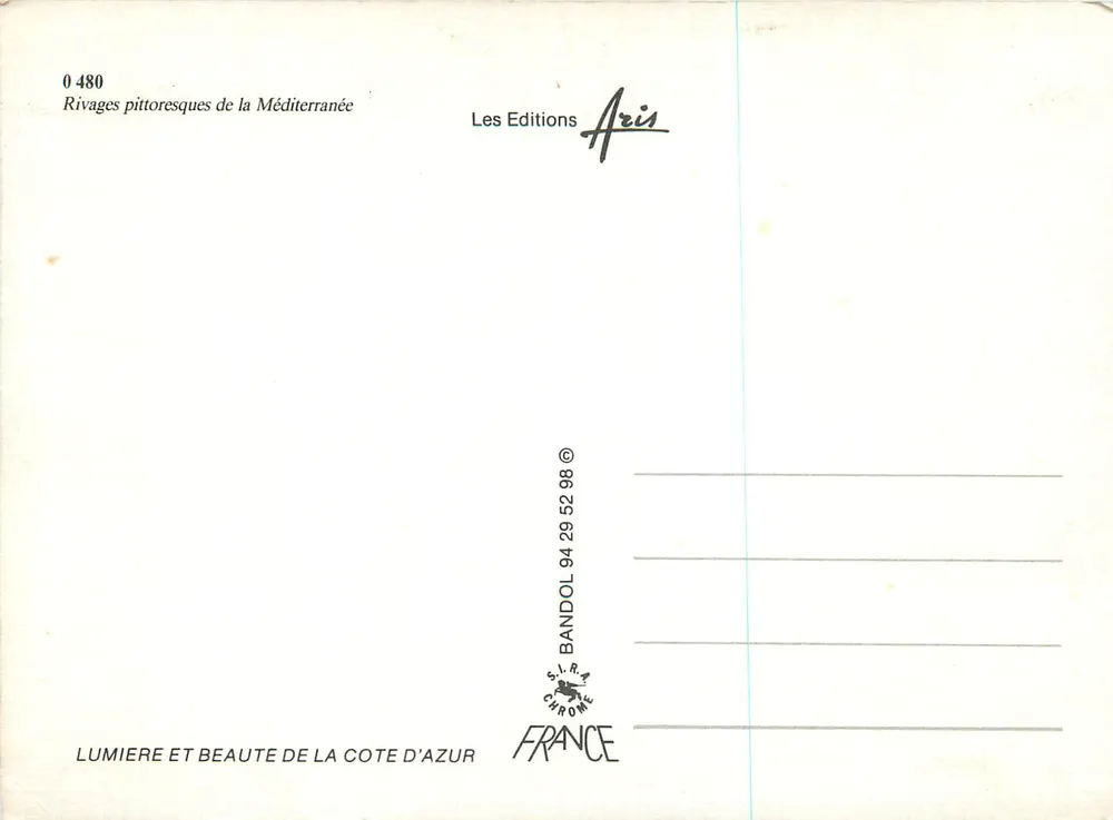 BANDOL — Pittoreske Ufer der Mittelmeerküste — Les Editions Aris, n° 0 480 - Rückseite