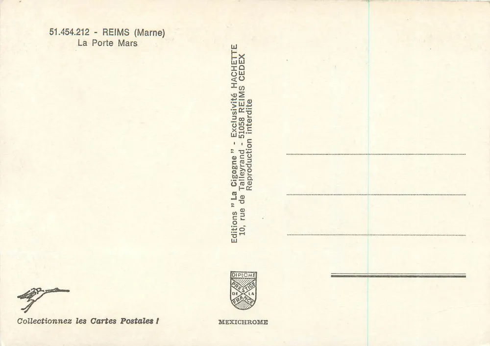 A Porta Mars — Reims (Marne) — Edições "La Cigogne" - Verso