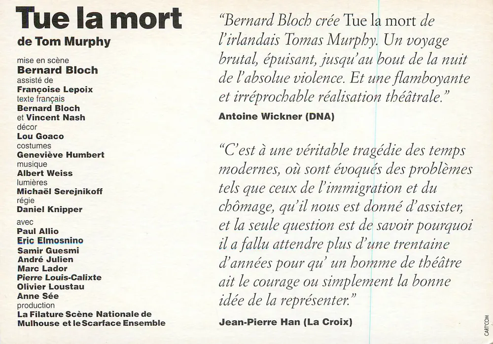 Tue die Tot — von Tom Murphy — Theater der Commune Pandora - Rückseite