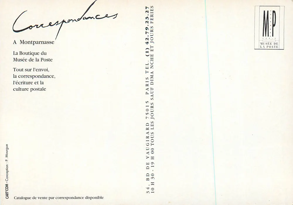 Montparnasse — Boutique du Musée de la Poste — P. Mourique - Verso