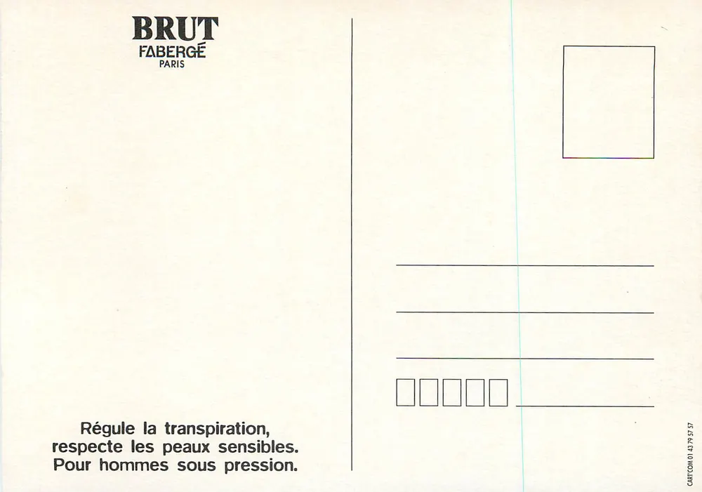 Police et homme — publicité pour Brut Fabergé Paris — éditeur Cartcom - Verso