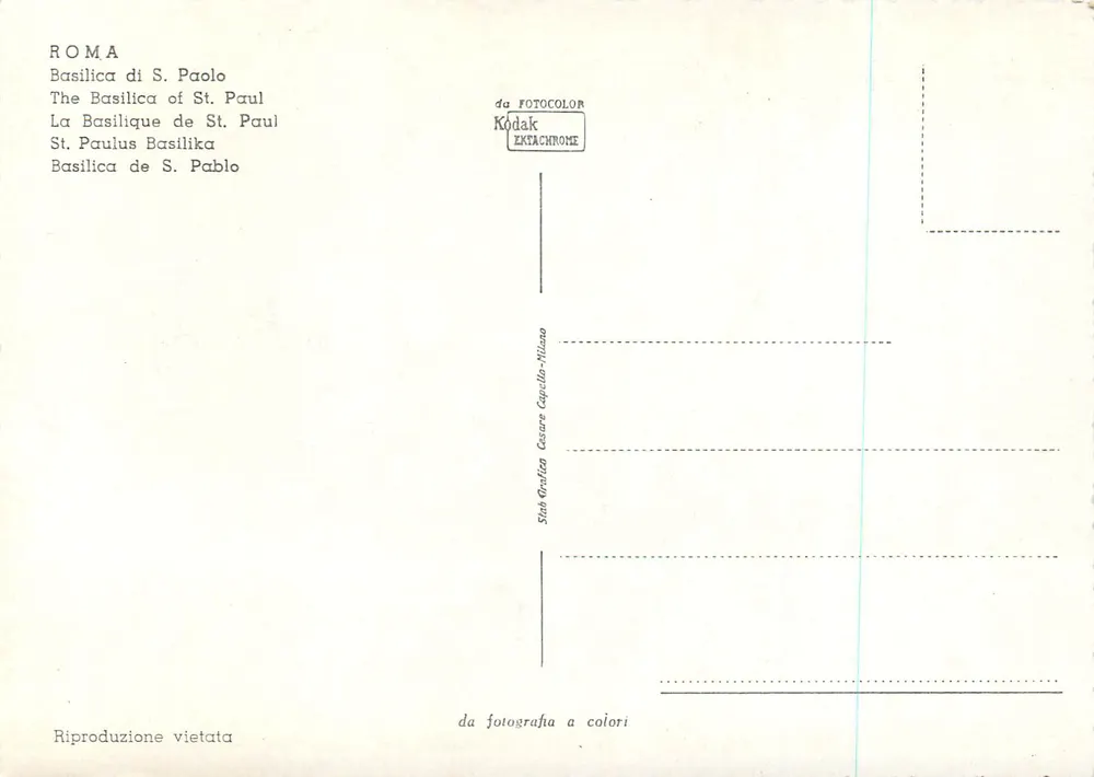Basílica de São Paulo — Roma — editor Stab. Grafica Casare Capella-Hilzao - Verso