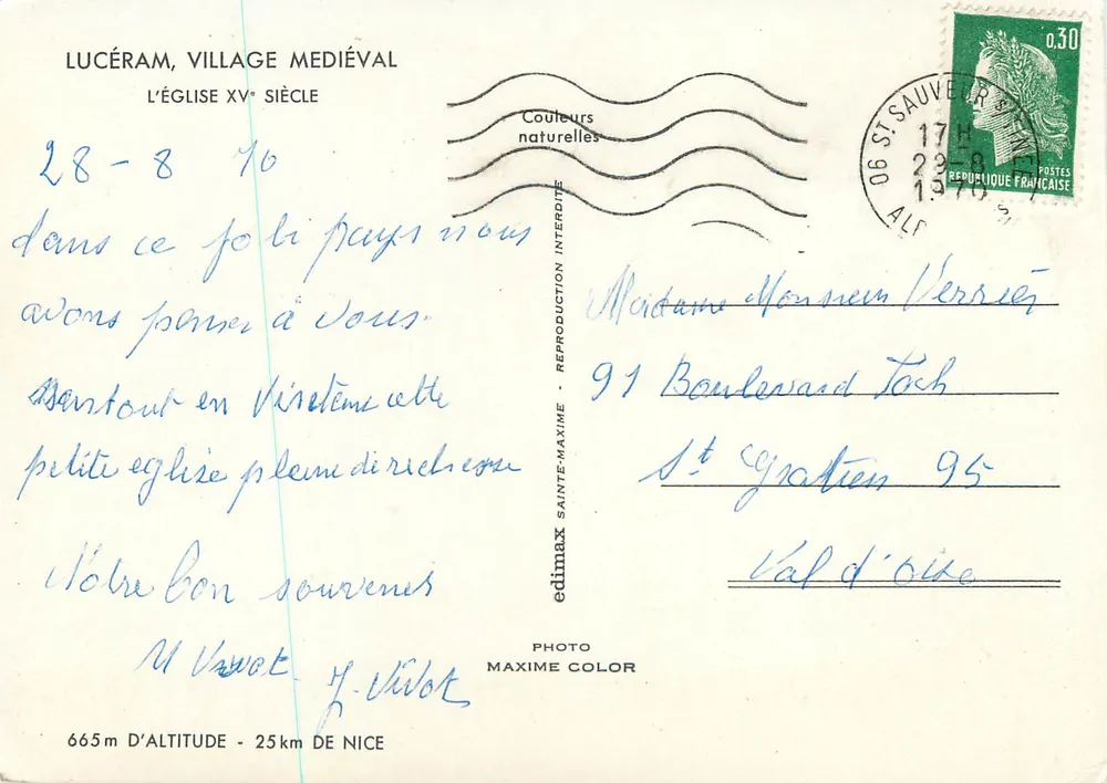 Lucéram, villaggio medievale — chiesa del XV secolo — editore Edimax Color - Verso