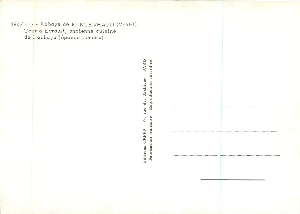 Tour d'Evrault — ancienne cuisine de l'abbaye — Éditions GREFFE - Verso