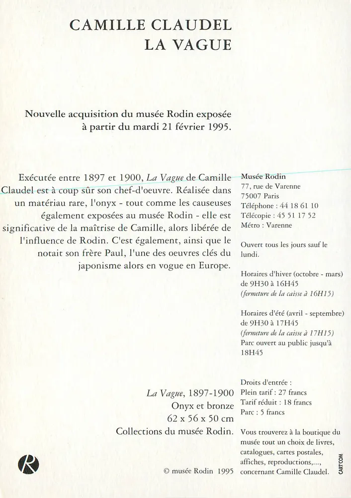 La Vague — sculpture en onyx et bronze — Musée Rodin - Verso