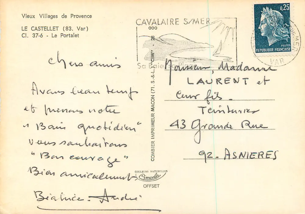 Der Portalet — Le Castellet (83) — Alte Dörfer der Provence, Verlag Combier - Rückseite