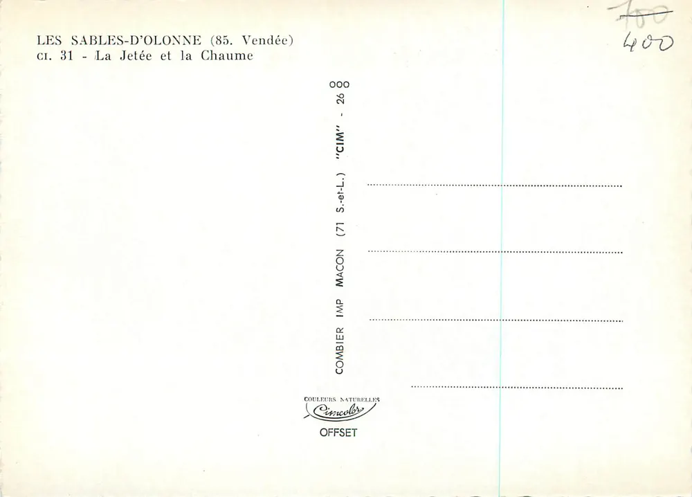 Les Sables-d'Olonne (85) — A Doca e a Chaume — Combier - Verso
