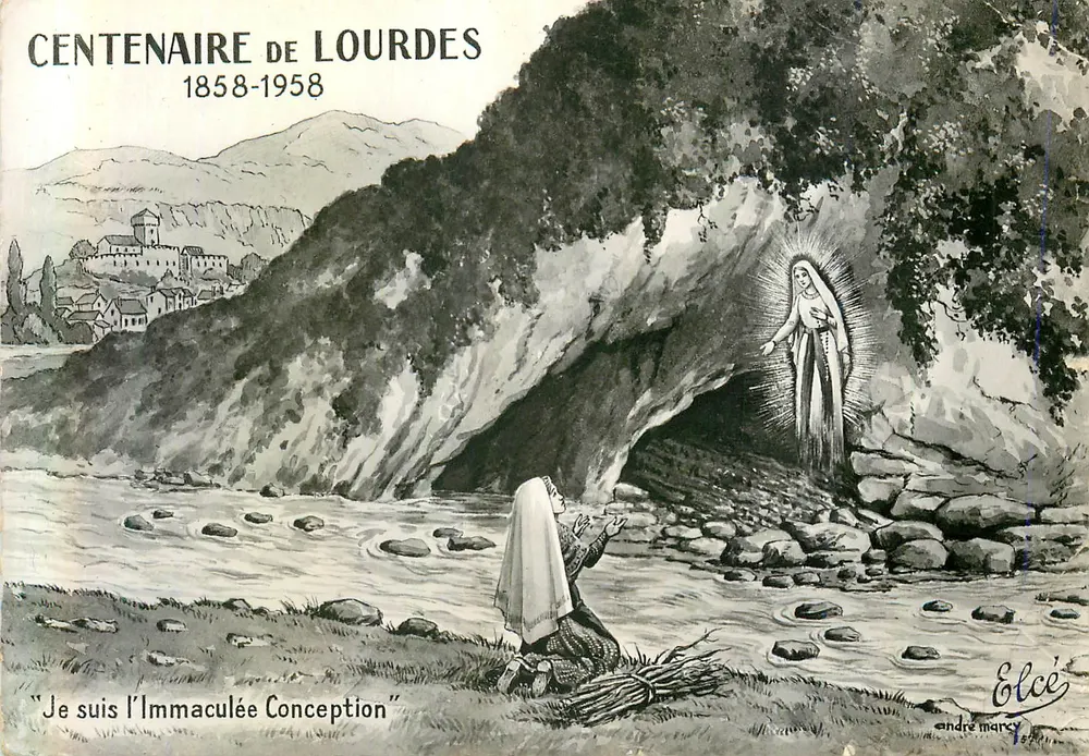 LOURDES 100주년 — 1858-1958 — 안드레 마르시 - 앞면