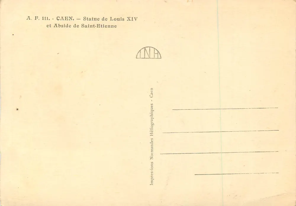 Caen — Estátua de Luís XIV e Abside de Saint-Étienne - Verso