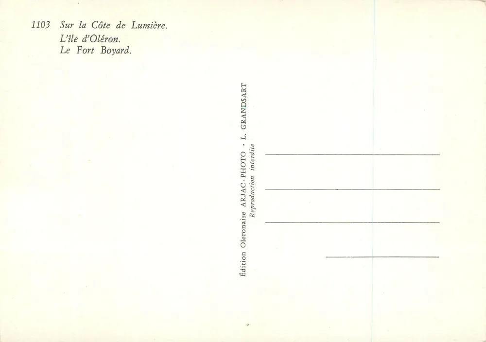 Le Fort Boyard — Île d'Oléron — Édition ARJAC-GRANDSART - Verso