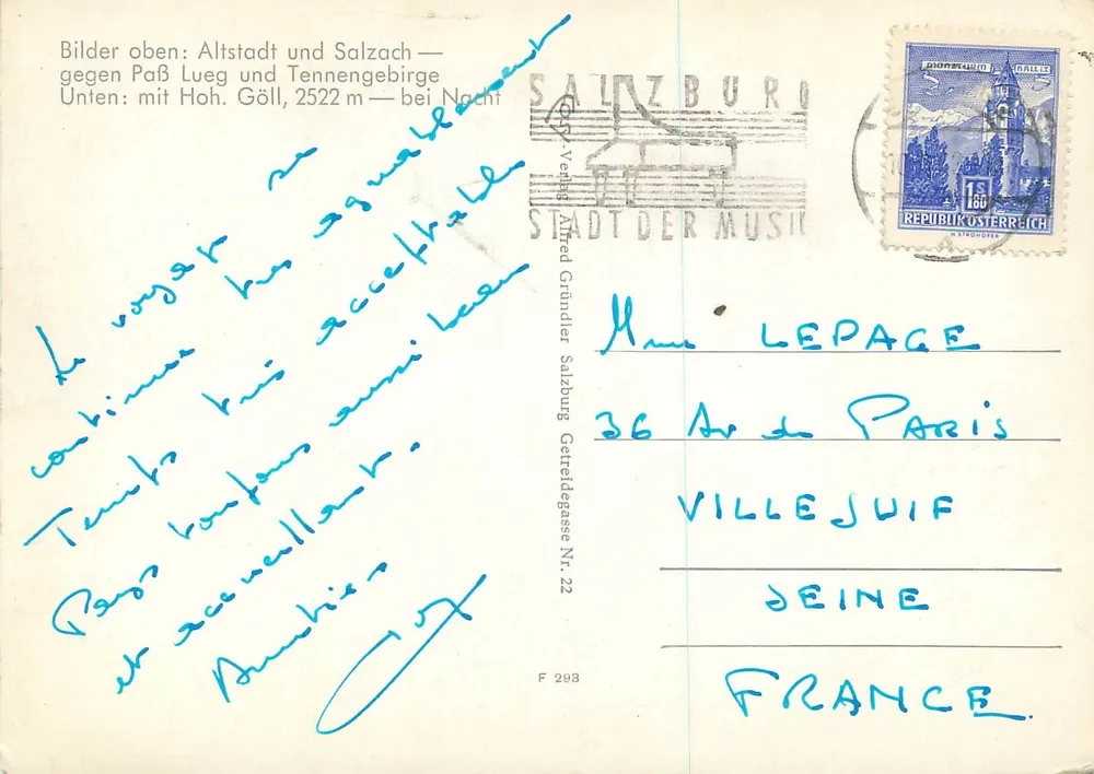 Moderne Ansichtskarte: Salzburg — Panoramablick — Verlag Alfred Gründler - Rückseite