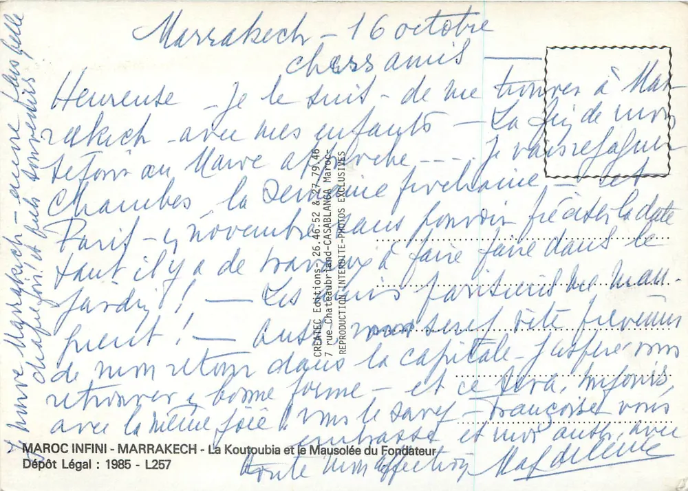 Die Koutoubia und das Mausoleum des Gründers — Marrakech — CREAREC Éditions - Rückseite