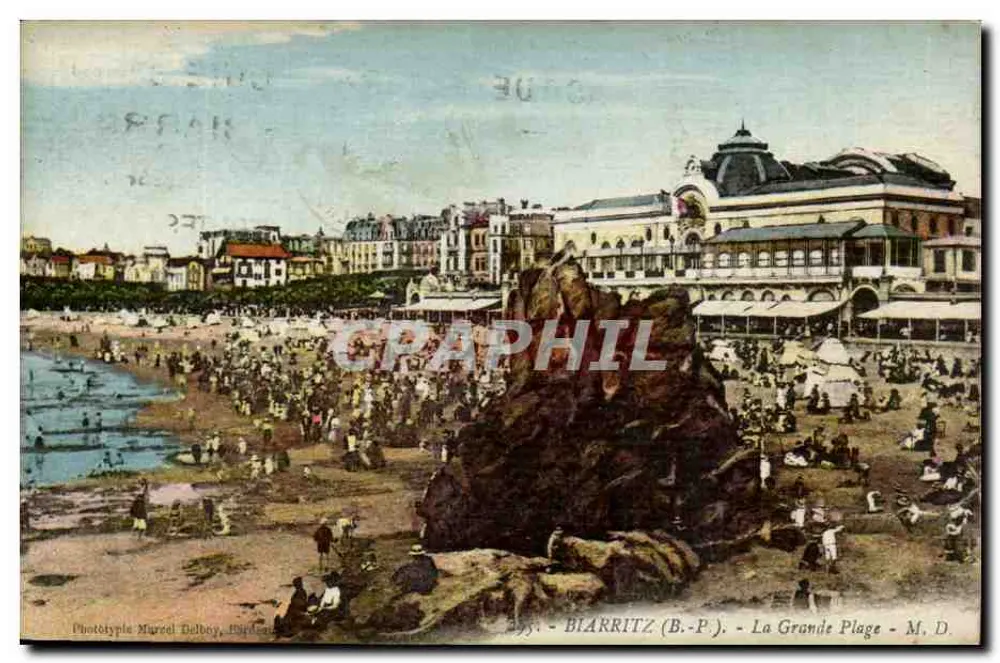 Biarritz (B.-P.) - A Grande Praia - M. D. - Fototipo Marcel Delboy, Bayonne - Frente