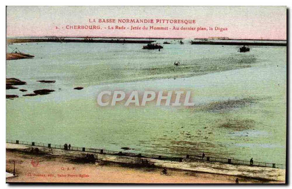 Cherbourg - La Rade - Jetée du Hommet - Au dernier plan, la Digue - Recto