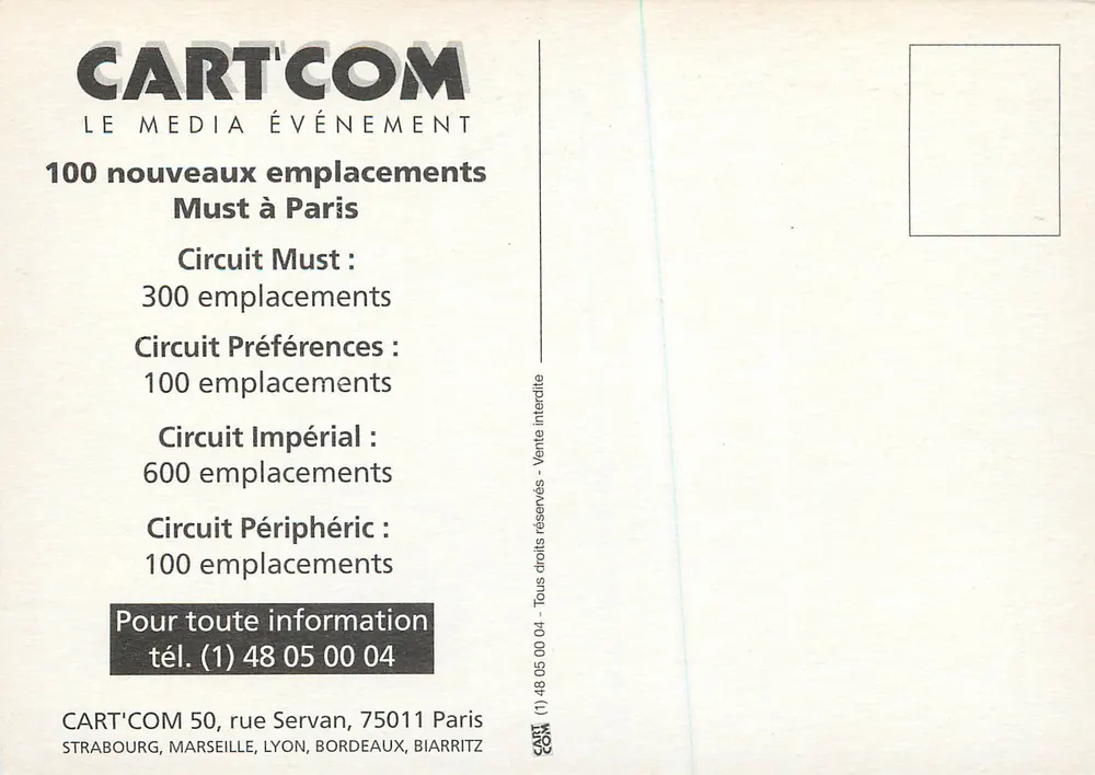 CART'COM — O Media Evento — 100 novos locais Must em Paris - Verso