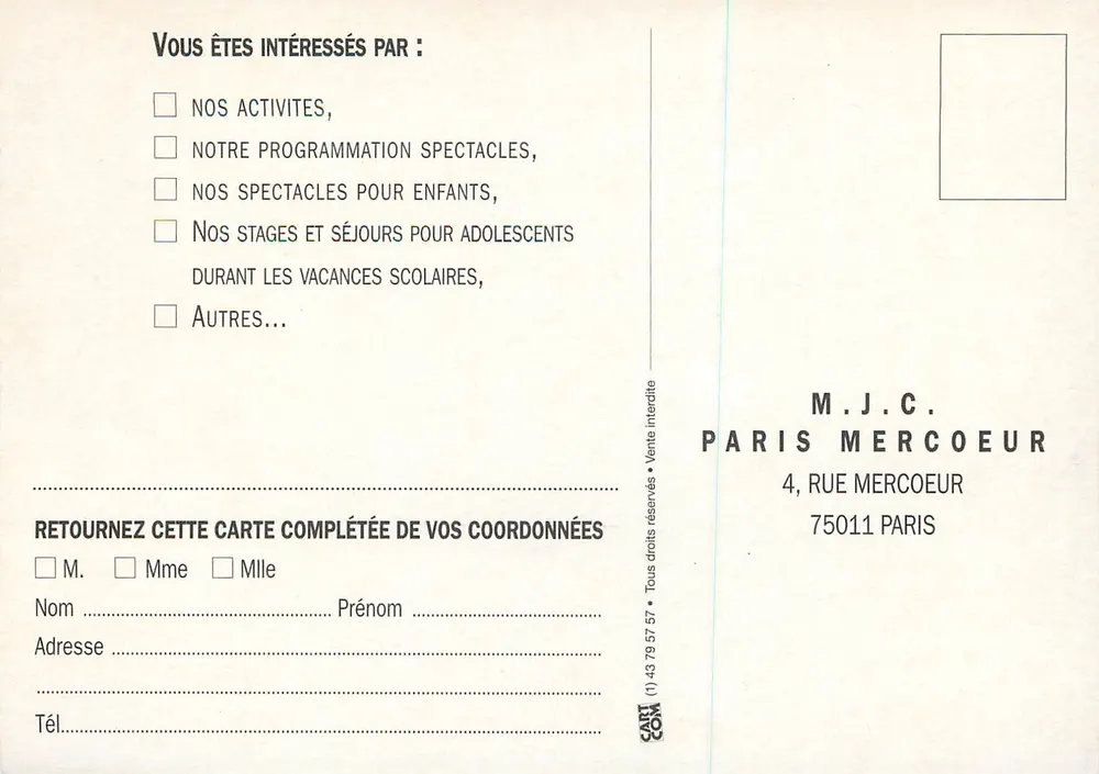 Casa dos Jovens e da Cultura Paris-Mercœur — um espaço para todos — Prefeitura de Paris - Verso