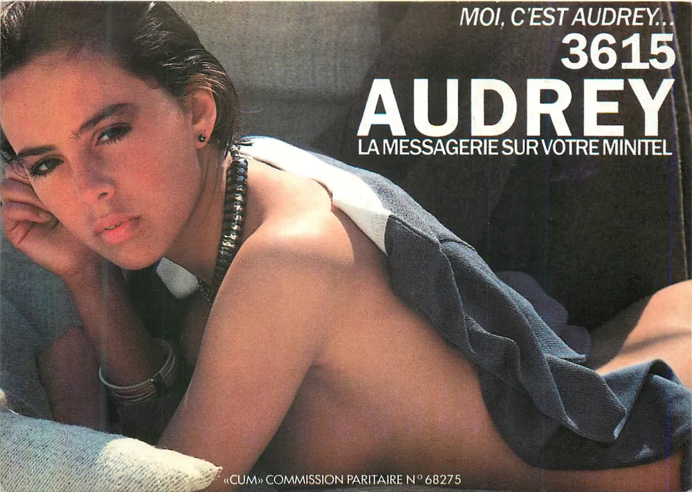 Audrey — publicidade para Minitel — «CUM» Comissão Paritária N°68275 - Frente