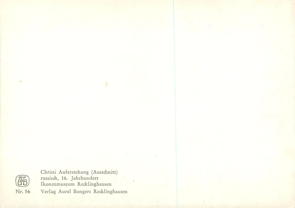 Christus auferstanden — Rekonstruktion einer russischen Ikone des 16. Jahrhunderts — Ikonenmuseum Recklinghausen, Nr. 56 - Rückseite