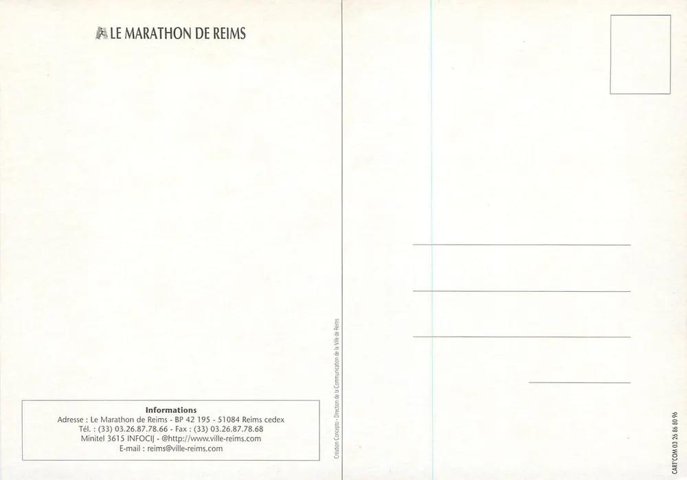 Der Marathon von Reims — 24. Oktober 1999 — offizielle Ausgabe - Rückseite