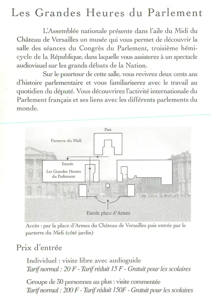 Les Grandes Heures du Parlement — Musée à Versailles — Assemblée nationale - Verso