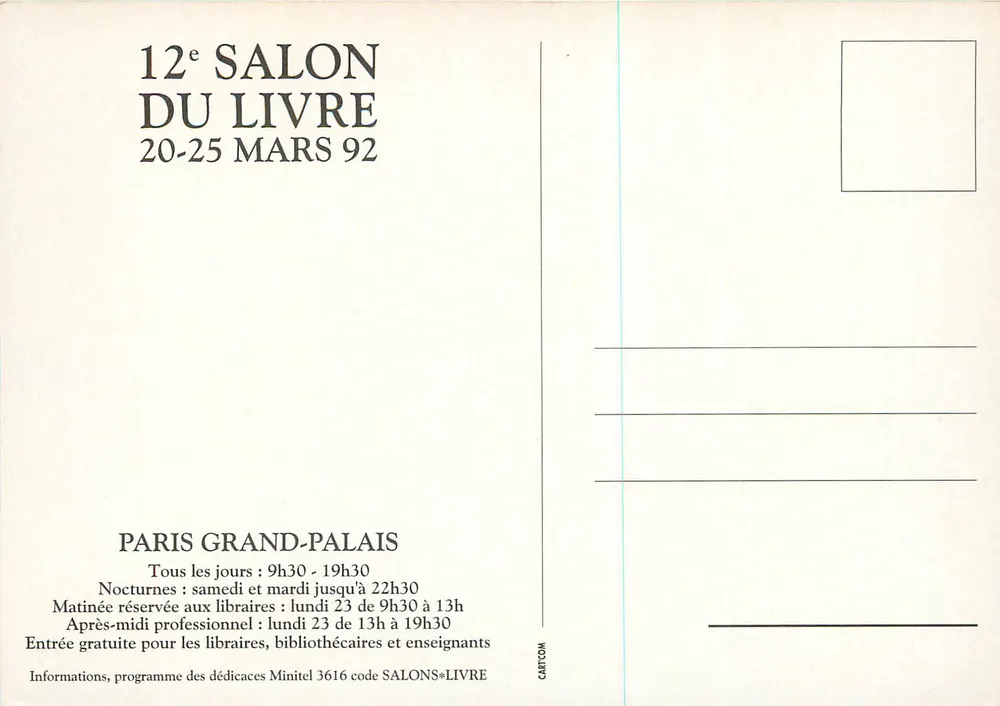 12. Buchmesse — Paris Grand Palais — Nationaler Verlagsverband - Rückseite