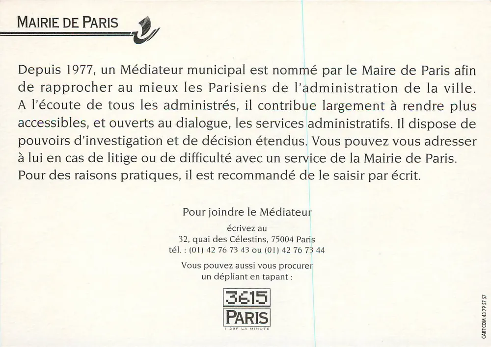Un Médiateur à l'écoute des Parisiens — Mairie de Paris - Verso