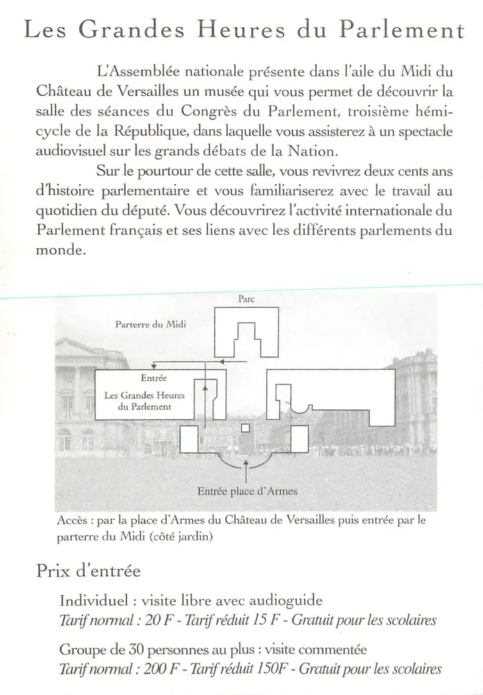 Die Großen Stunden des Parlaments — Museum in Versailles — Präsentation durch die Nationalversammlung - Rückseite