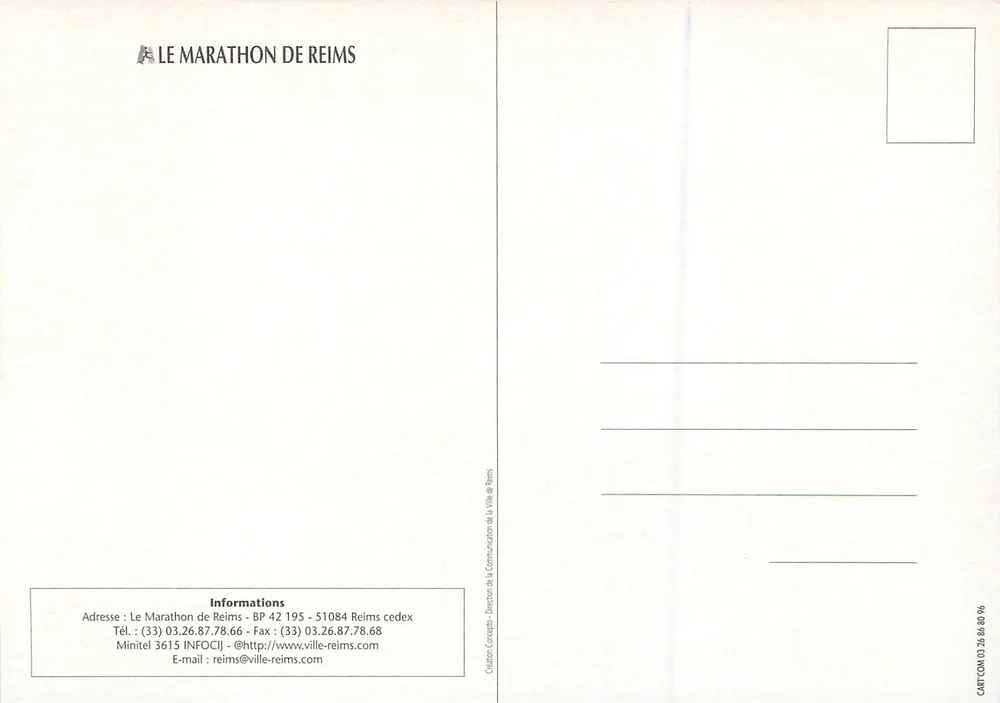 O Maratona de Reims — 24 de outubro de 1999 — edição oficial - Verso