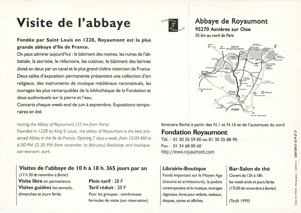 Royaumont — Abadia Real do Século XIII — Fundação Royaumont - Verso