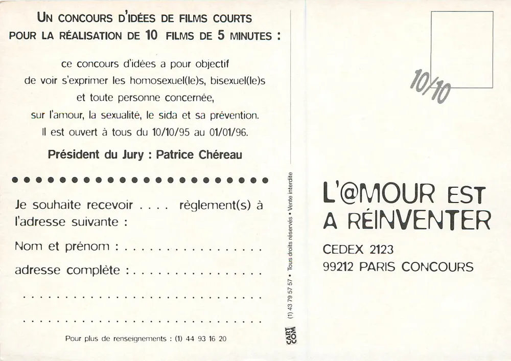 L'@mour est à réinventer — Concours d'idées de films courts — Lesbian & Gay Pride Films & Sida Info Service - Verso