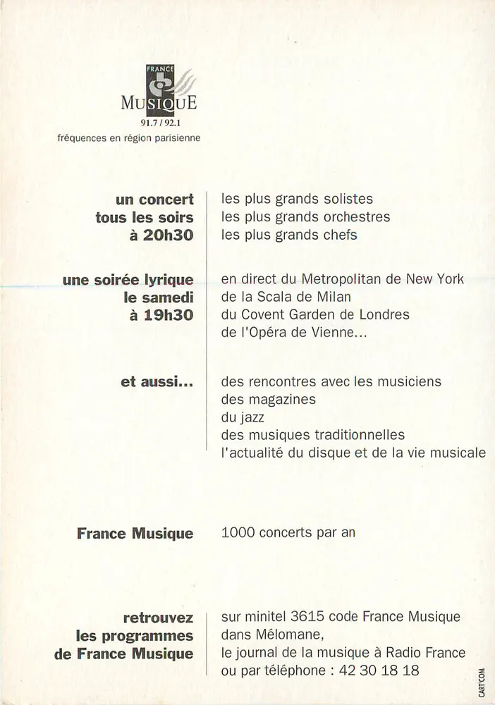 France Musique — Musik nimmt den Flug — France Musique - Rückseite