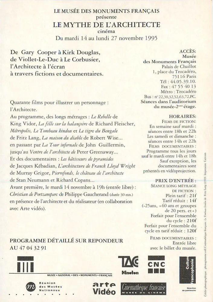 Movie Scene — The Myth of the Architect — Musée des Monuments Français - Back
