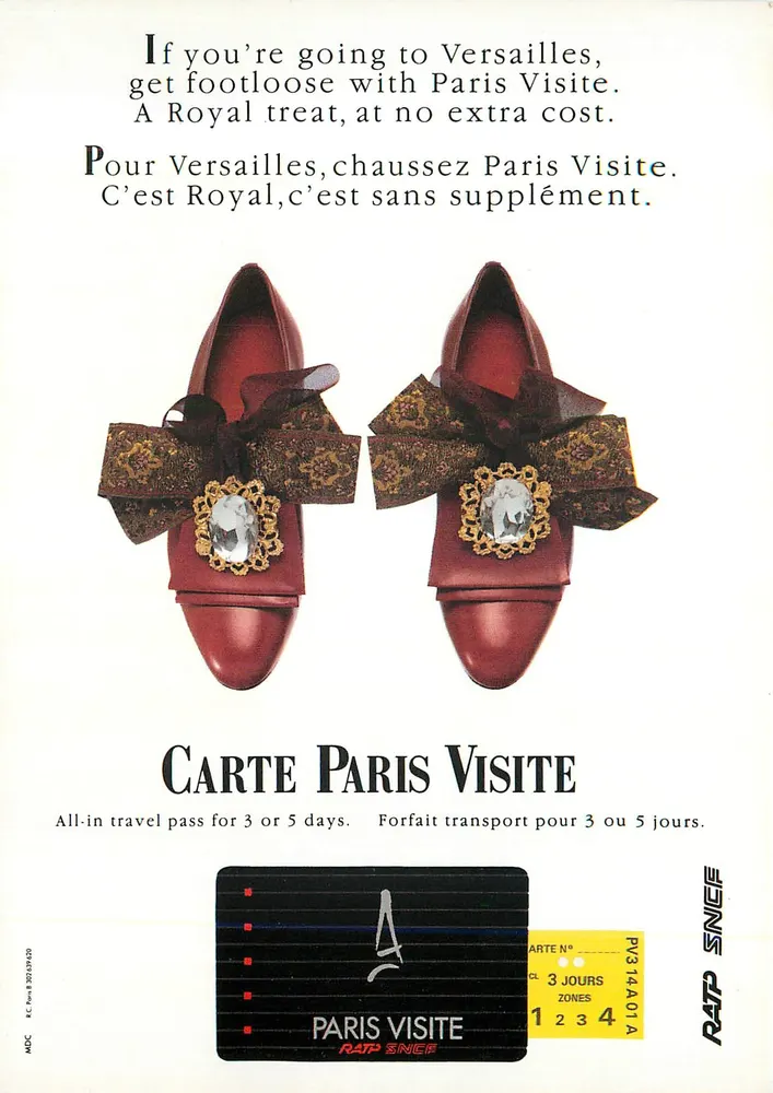 Calçados reais — Publicidade para a Carte Paris Visite — R.A.T.P. e S.N.C.F. - Frente