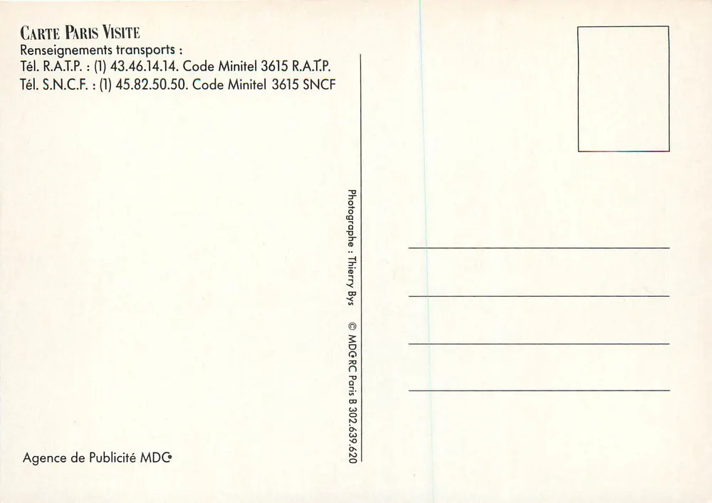 Calçados reais — Publicidade para a Carte Paris Visite — R.A.T.P. e S.N.C.F. - Verso